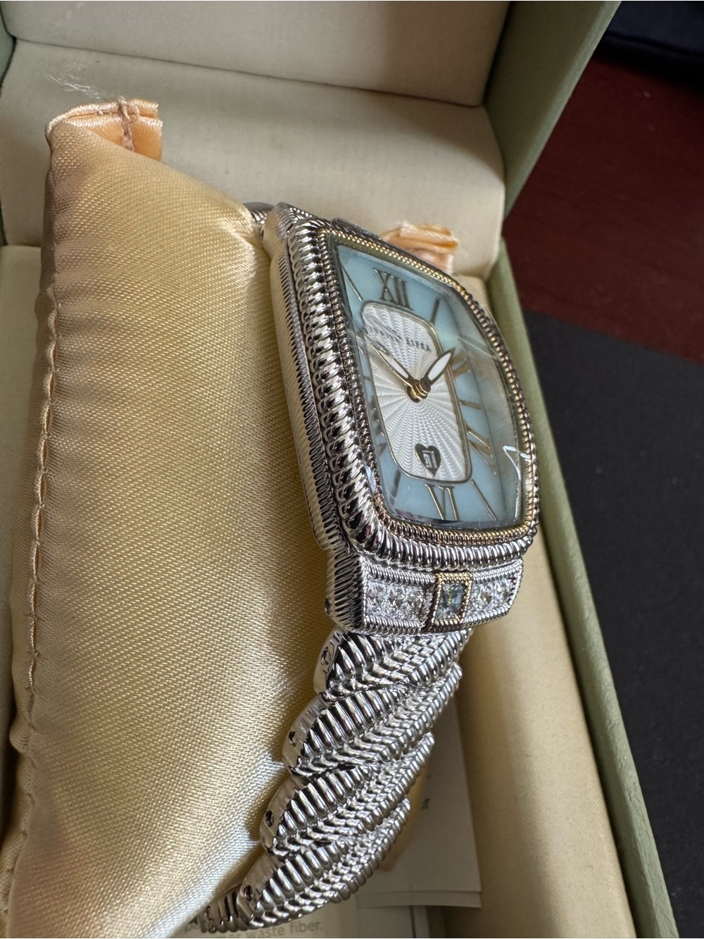 Judith Ripka Blue Topaz & Mother-ofPearl Stainless Steel Watch w/Quartz Movement - Picture 13 of 15